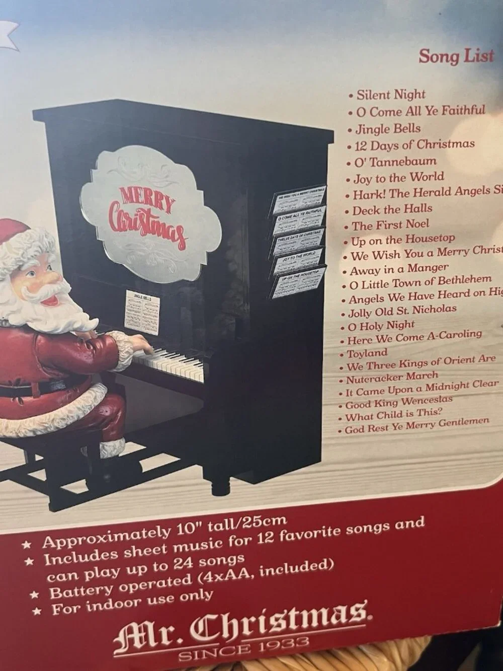 Mr. Christmas 90th Anniversary Sing-A-Long Santa Piano 23 Songs Musical Animated